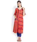 Red plain rayon kurtas-and-kurtis