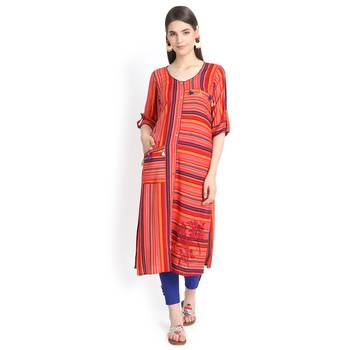 Red plain rayon kurtas-and-kurtis 2