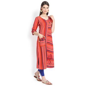 Red plain rayon kurtas-and-kurtis 3