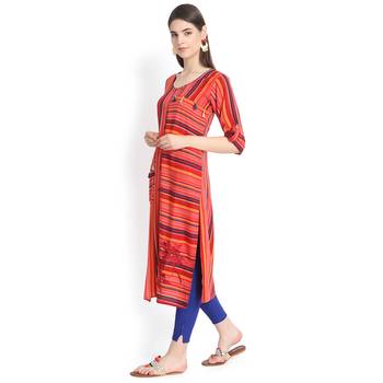Red plain rayon kurtas-and-kurtis 4