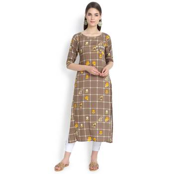 Grey plain rayon kurtas-and-kurtis 1