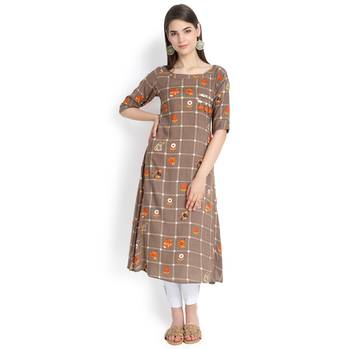 Grey plain rayon kurtas-and-kurtis 2
