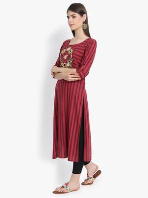 Brown plain rayon kurtas-and-kurtis 3