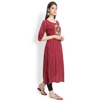 Brown plain rayon kurtas-and-kurtis 4