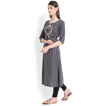 Grey plain rayon kurtas-and-kurtis 2
