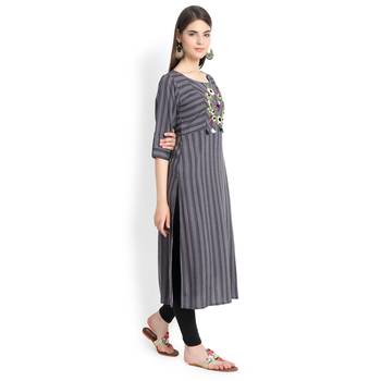 Grey plain rayon kurtas-and-kurtis 3