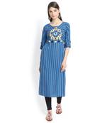 Blue plain rayon kurtas-and-kurtis