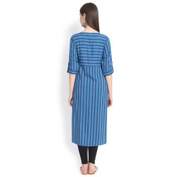 Blue plain rayon kurtas-and-kurtis 5