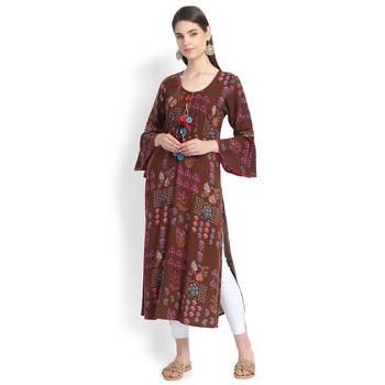 Brown plain rayon kurtas-and-kurtis 1