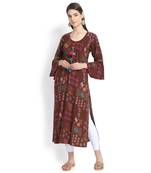 Brown plain rayon kurtas-and-kurtis