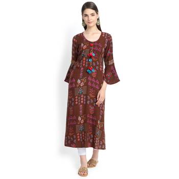 Brown plain rayon kurtas-and-kurtis 2