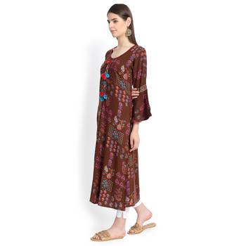Brown plain rayon kurtas-and-kurtis 3