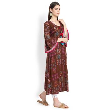 Brown plain rayon kurtas-and-kurtis 4