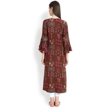 Brown plain rayon kurtas-and-kurtis 5