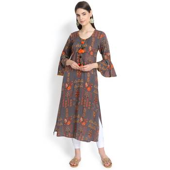 Grey plain rayon kurtas-and-kurtis 1