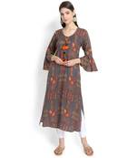Grey plain rayon kurtas-and-kurtis
