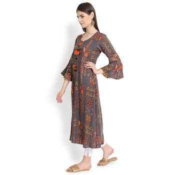 Grey plain rayon kurtas-and-kurtis 3