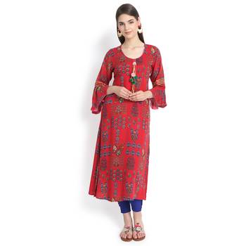 Orange plain rayon kurtas-and-kurtis 2