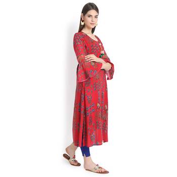 Orange plain rayon kurtas-and-kurtis 4