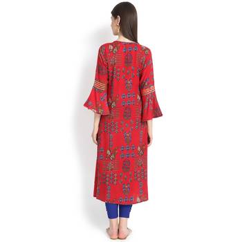 Orange plain rayon kurtas-and-kurtis 5