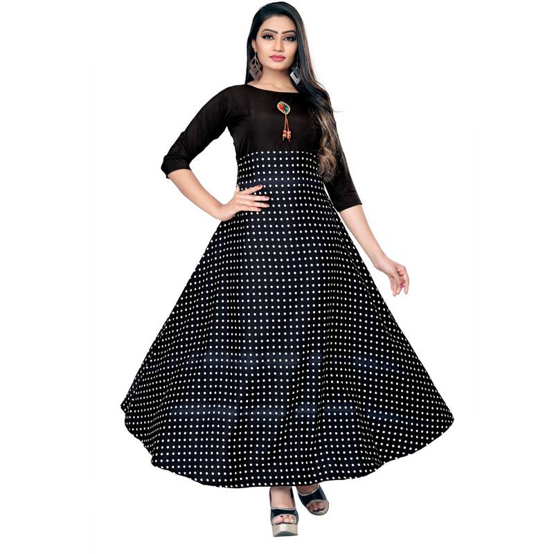 Women's Black American Crepe Polka 