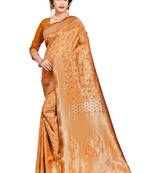 Mustard woven art silk saree with blouse