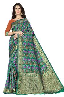 Multicolor Woven  Art Silk Saree With Blouse