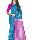Blue Woven  Art Silk Saree With Blouse