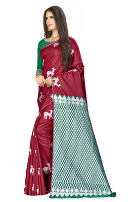 Maroon Woven  Art Silk Saree With Blouse 2