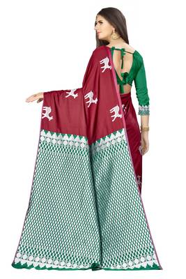 Maroon Woven  Art Silk Saree With Blouse 3