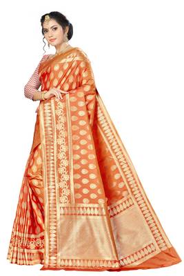 Orange Woven  Art Silk Saree With Blouse 1
