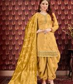 Yellow Designer Party Wear Patiala Suit 