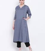 Grey plain rayon kurtas-and-kurtis