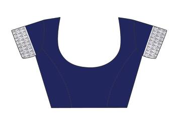 Navy Blue Woven  Art Silk Saree With Blouse 5