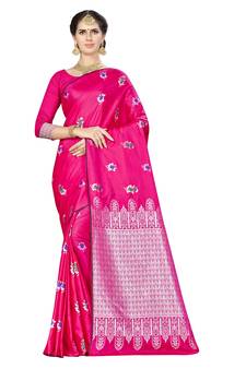 Pink Woven  Art Silk Saree With Blouse