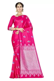 Pink Woven  Art Silk Saree With Blouse