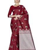Maroon Woven  Art Silk Saree With Blouse