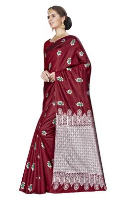 Maroon Woven  Art Silk Saree With Blouse 2