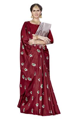 Maroon Woven  Art Silk Saree With Blouse 4