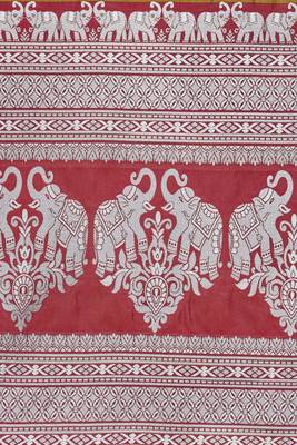 Beige Woven Banarasi Silk Saree With Blouse 4