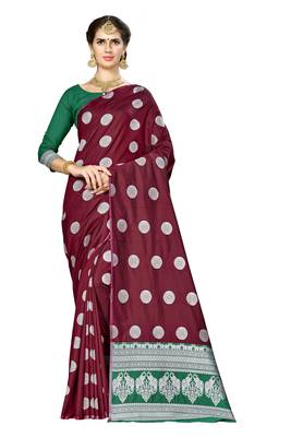 Maroon Woven  Art Silk Saree With Blouse 1