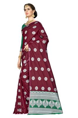 Maroon Woven  Art Silk Saree With Blouse 2
