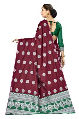 Maroon Woven  Art Silk Saree With Blouse 3