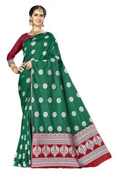 Green Woven  Art Silk Saree With Blouse