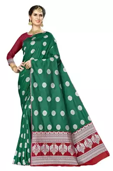 Green Woven  Art Silk Saree With Blouse