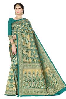 Green Woven  Art Silk Saree With Blouse