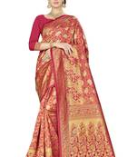Red Woven art  Silk Saree With Blouse