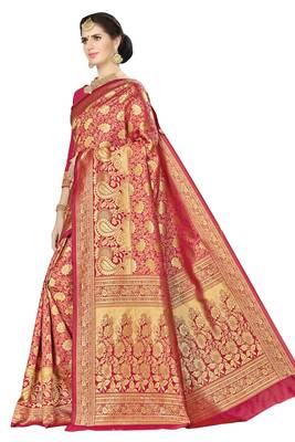 Red Woven art  Silk Saree With Blouse 2