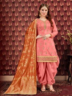 Peach Party Wear Designer Patiala Suit 1