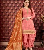 Peach Party Wear Designer Patiala Suit